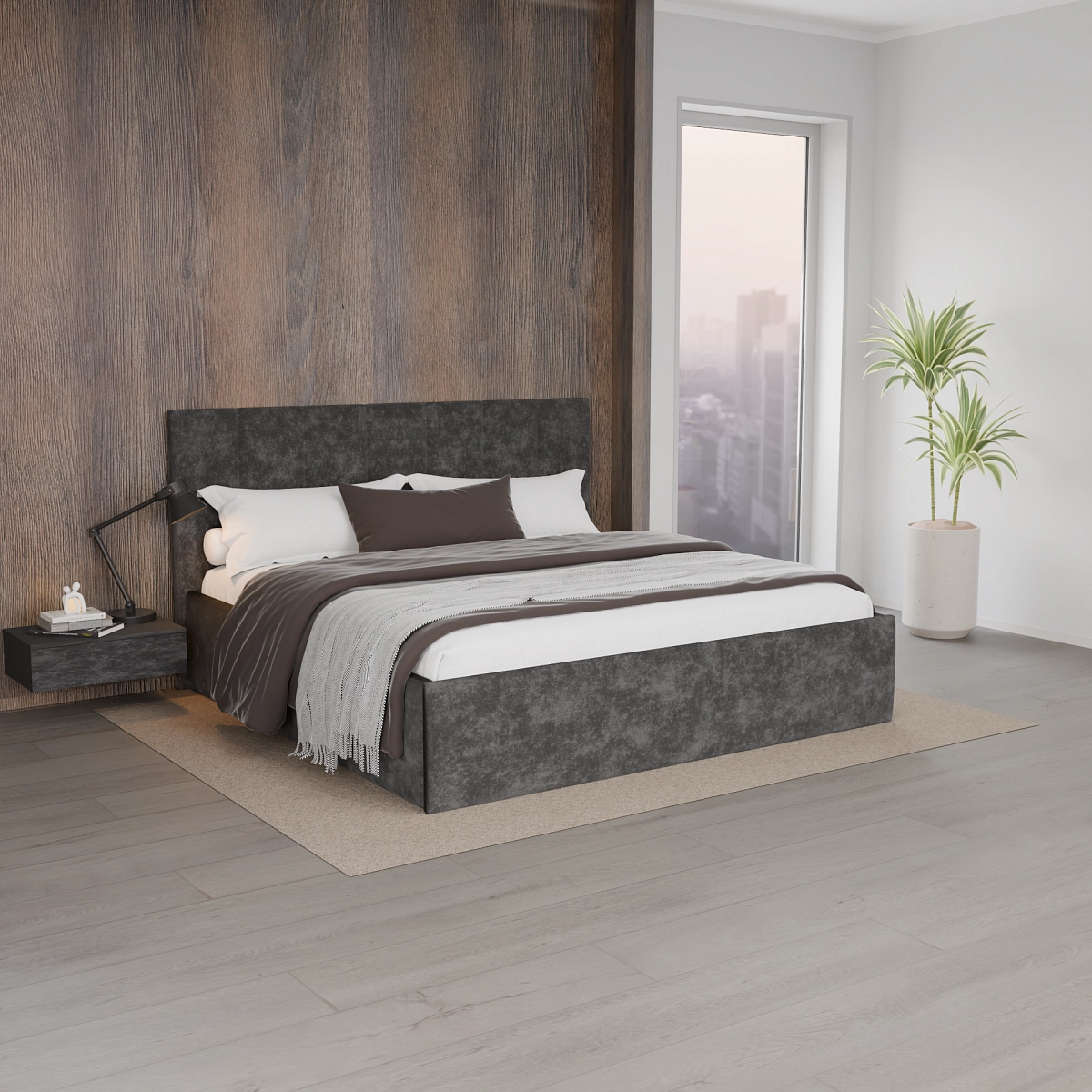 Кровать с подъемным механизмом Кастра Графит 200х200 (avatr26)